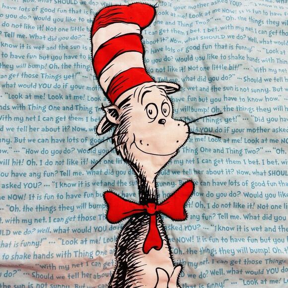 Dr Seuss Cat in the Hat Wall Hanging Nursery Playroom Rod Pocket 30"x49" Large - Picture 4 of 9